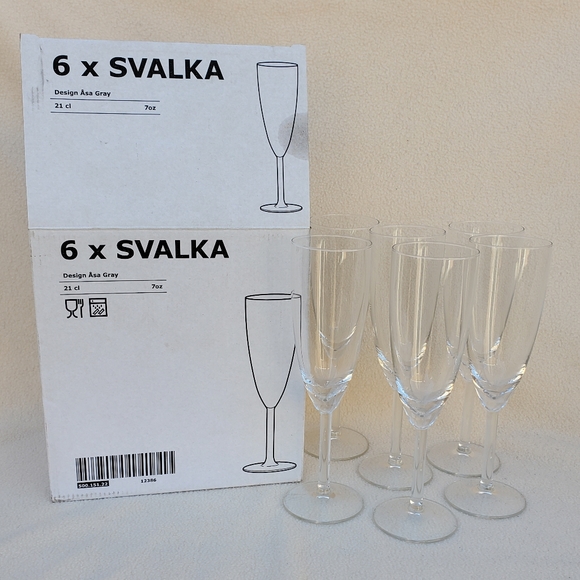 IKEA Dining Ikea Svalka Champagne Flutes Clear Glass 7oz Set Of 6